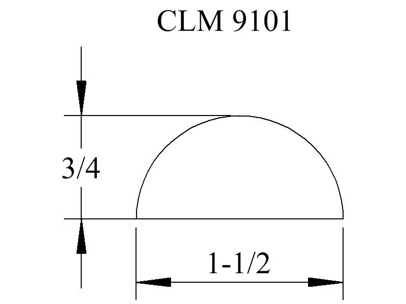 Diagram of CLM 9101, 3/4 by 1-1/2.