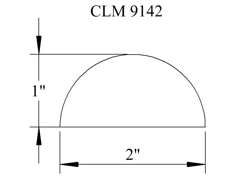 CLM 9142, 1 inch by 2 inch semicircle.