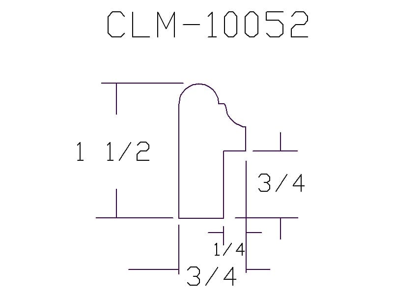 CLM-10052 molding diagram: 1 1/2" x 3/4"