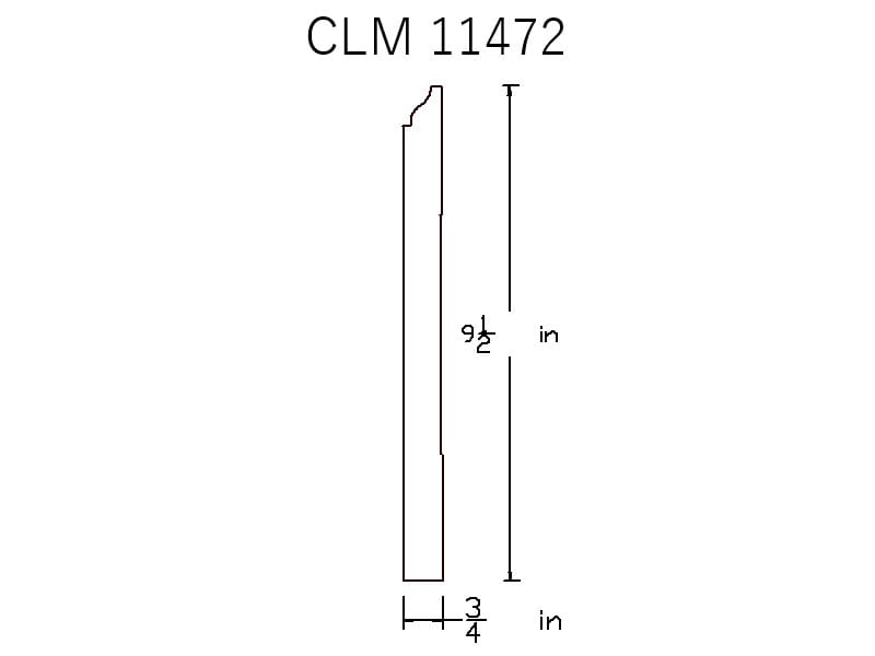 CLM 11472: Baseboard dimensions drawing