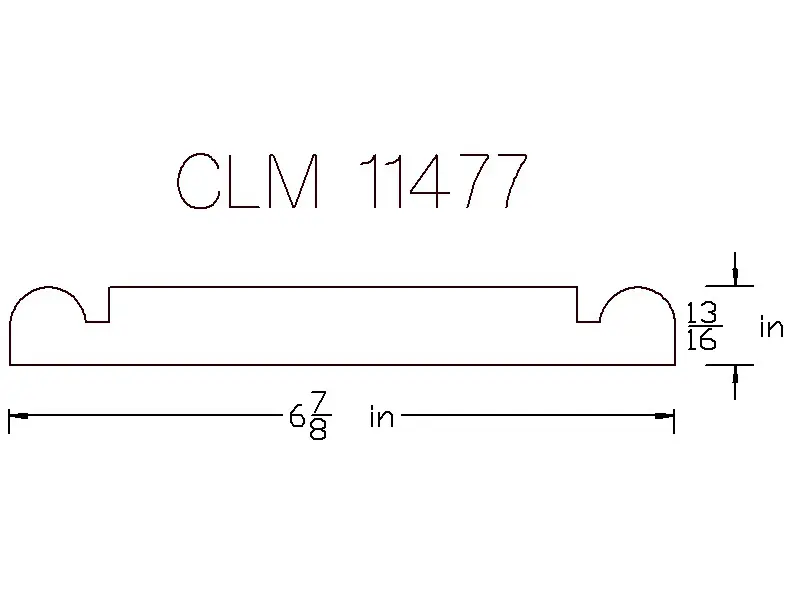 CLM 11477 molding diagram, 6 7/8 inches.