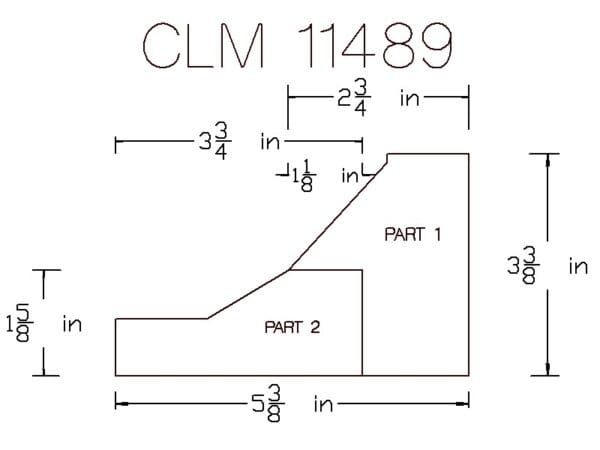 CLM 11489 part diagram with dimensions.