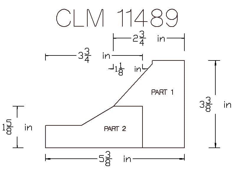 CLM 11489 part diagram with dimensions.