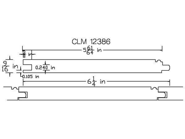 CLM 12386 part diagram, dimensions in inches.