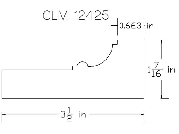 CLM 12425 molding diagram: 3 1/2" x 1 7/16"