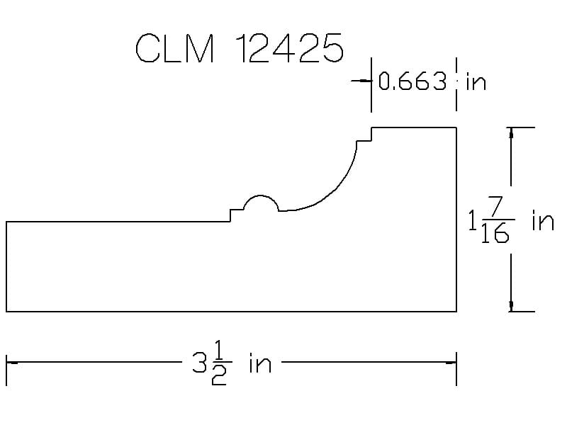 CLM 12425 molding diagram: 3 1/2" x 1 7/16"