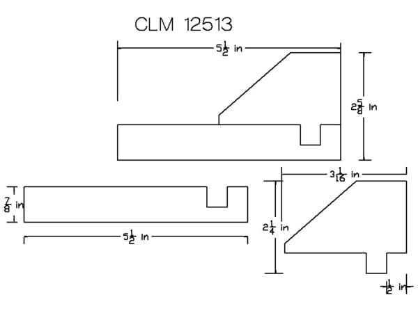 CLM 12513: Diagram of part dimensions.