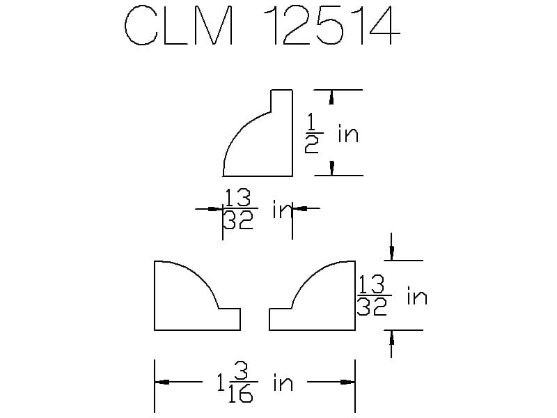 CLM 12514 molding dimensions diagram.