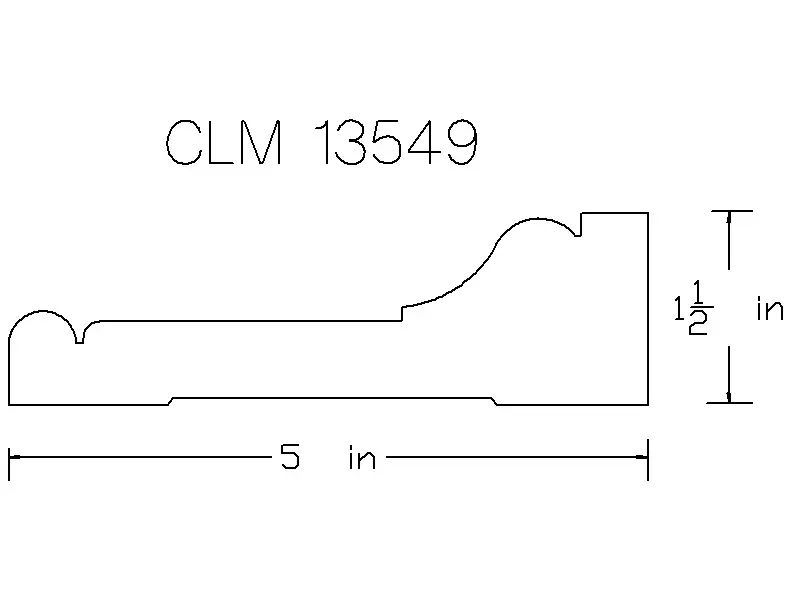 CLM 13549 crown molding, 5" x 1 1/2"