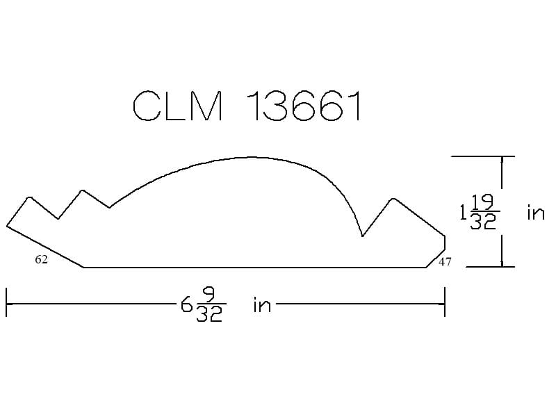 CLM 13661 molding diagram 6 in.