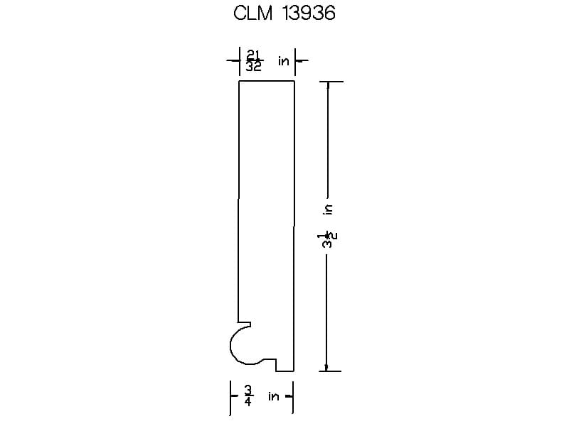 CLM 13936: Baseboard diagram with dimensions.