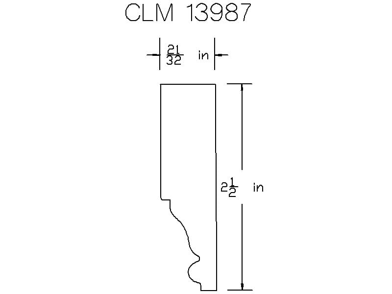 CLM 13987: molding diagram, 2 1/2 inches.