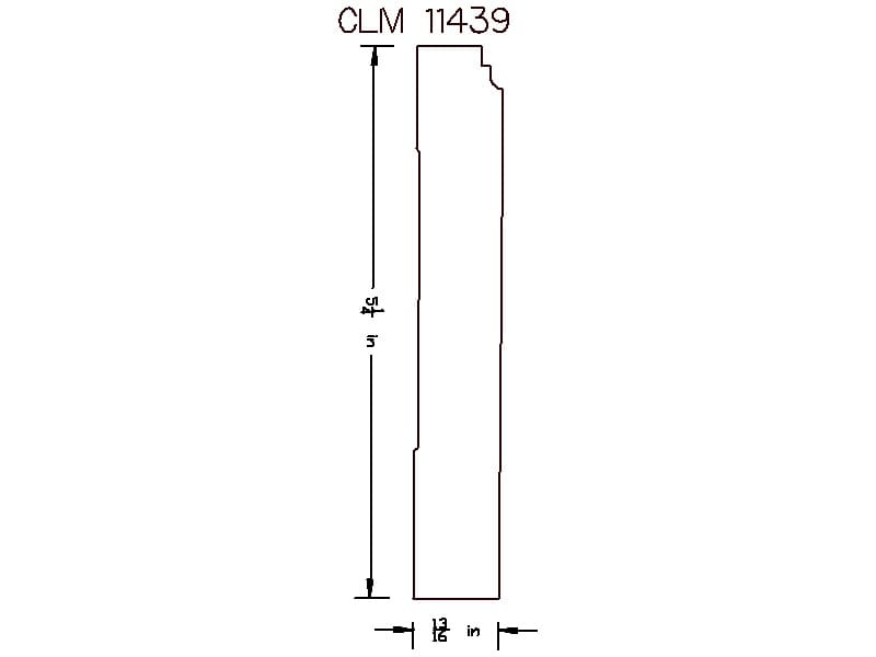 CLM 11439 baseboard dimensions drawing.