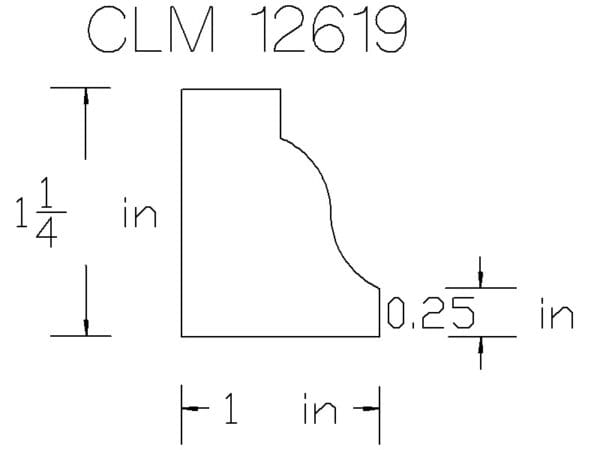 CLM 12619 molding diagram, 1 1/4" x 1"