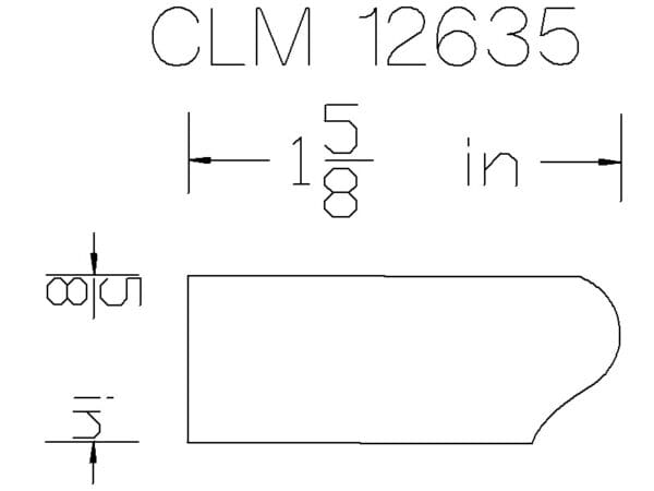 CLM 12635: 1 5/8 inch profile drawing