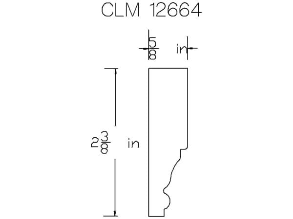 CLM 12664 molding diagram, 2 3/8" x 5/8"