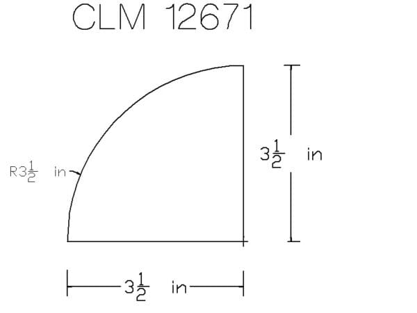 CLM 12671: 3 1/2" quarter-circle diagram.