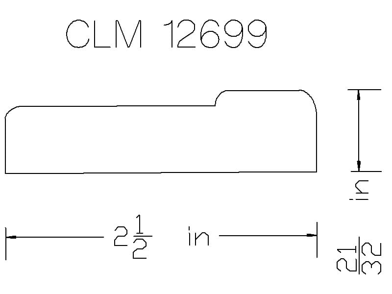 CLM 12699 molding dimensions drawing.