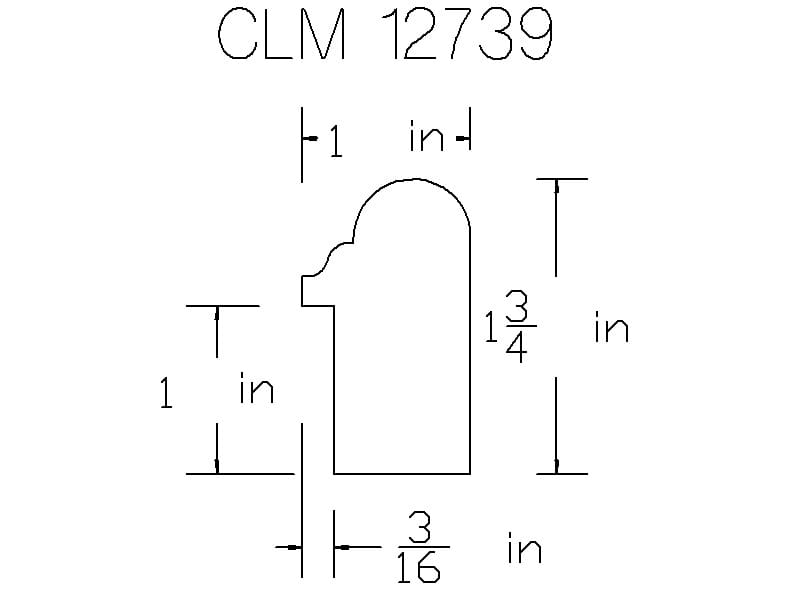 CLM 12739 molding diagram dimensions.