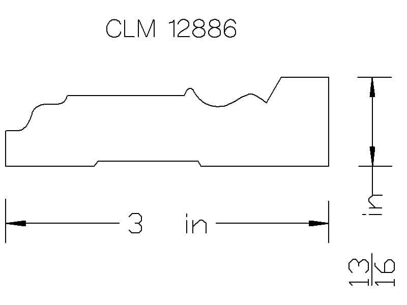 CLM 12886 molding, 3-inch profile.