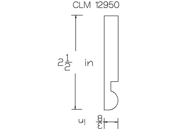 CLM 12950 baseboard diagram, 2 1/2 inches.